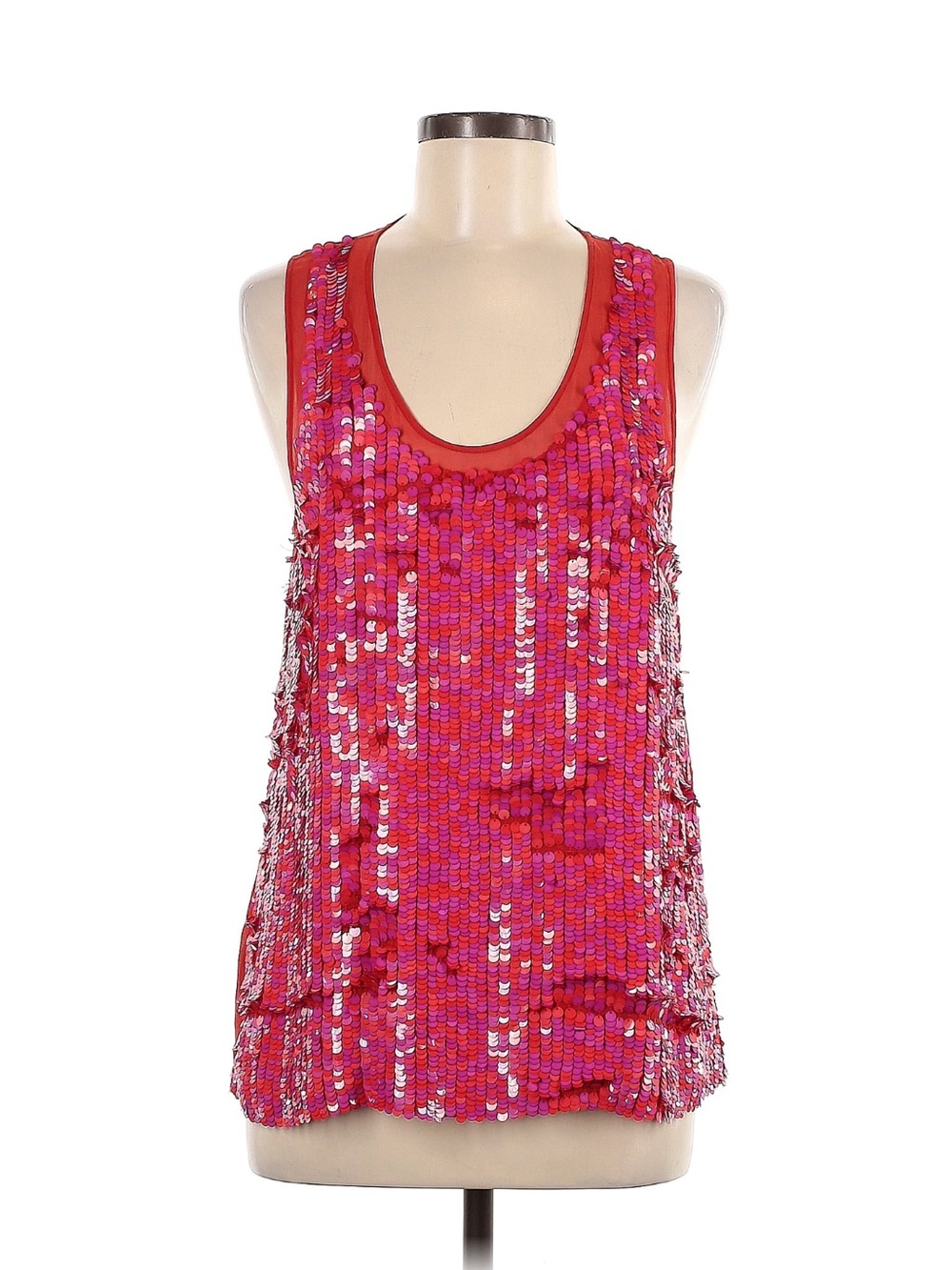 Theory Pink Red Sequin Tank Top